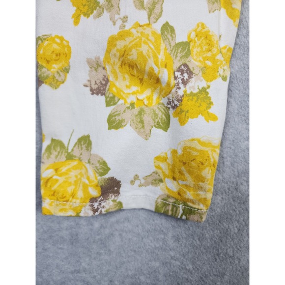 Charter Club Women's Yellow Floral High Rise Cotton Blend Capri Pant Size 8 - Picture 4 of 13